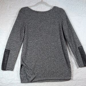 376-Reitmans Gray Sweater with Black Elbow Patches
